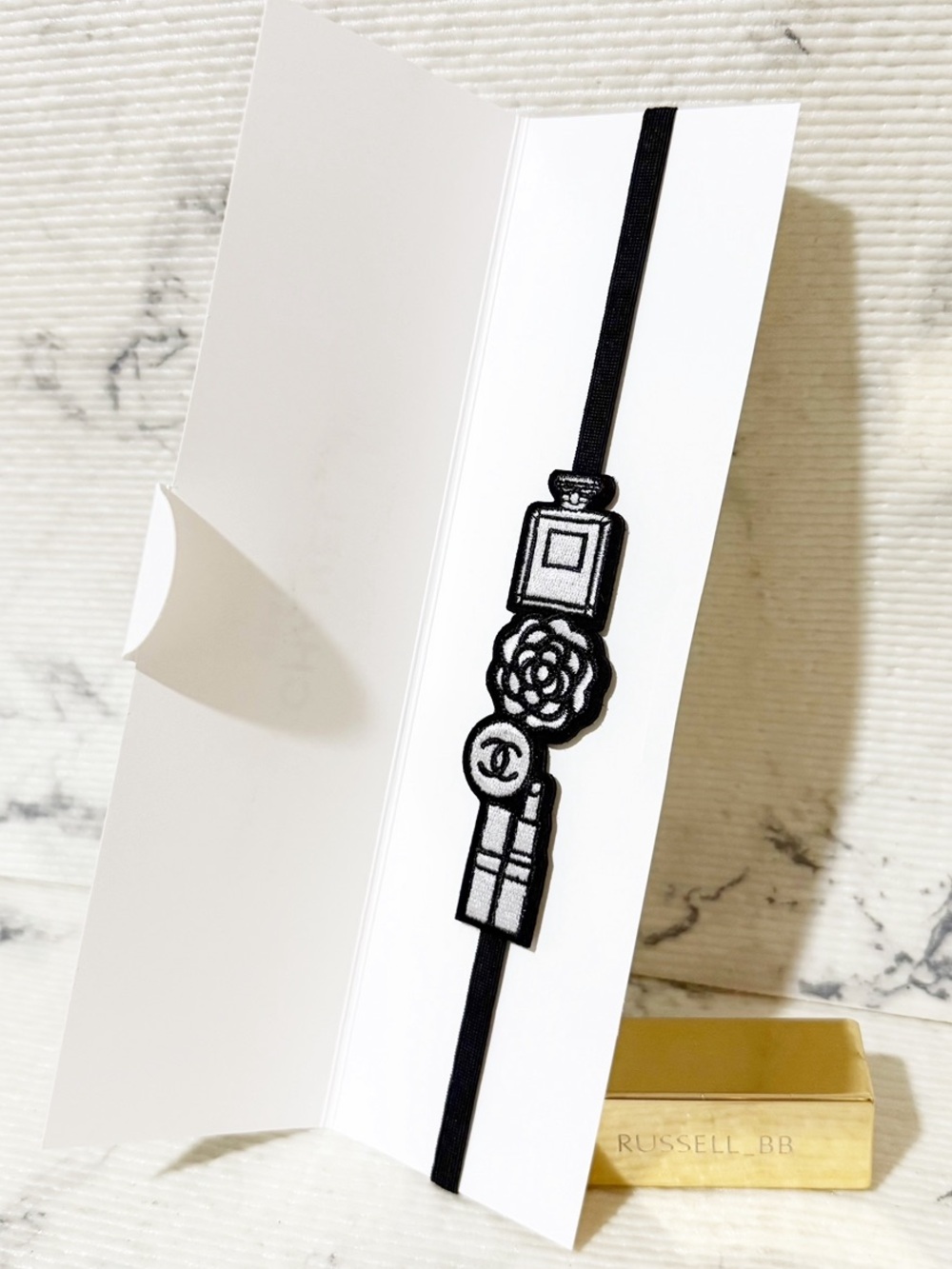 Chanel Beauty Camellia Embroidered Bookmark (Headband)